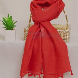 Plain with Tassels - Deep Pastel Red